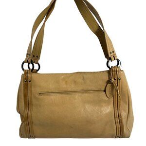 Vintage ROLFS Cognac Leather Shoulder Bag Three Compartments + Pockets